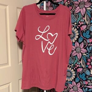 Torrid Pink Tee with White Love Design